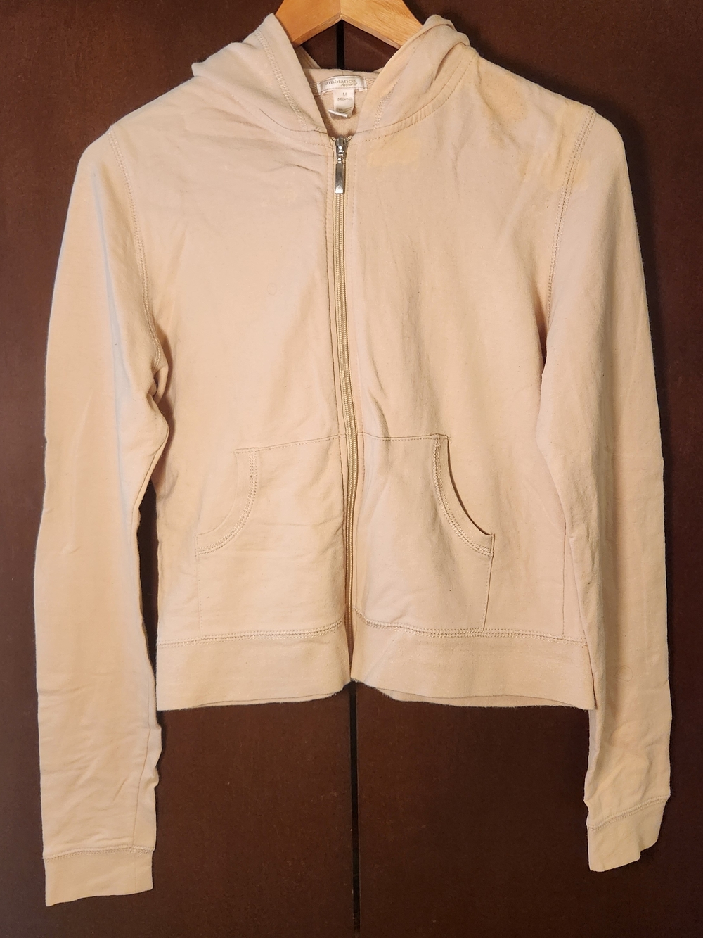Ambiance Light Beige Zip-Front Hoodie Jacket Womens Size Medium Juniors'